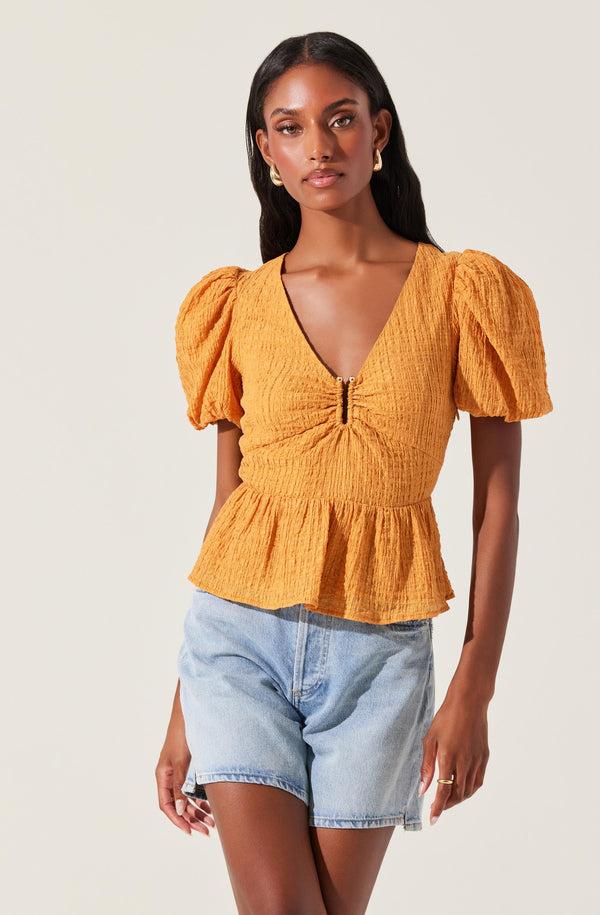 astr the label Mylah Puff Sleeve Peplum Top