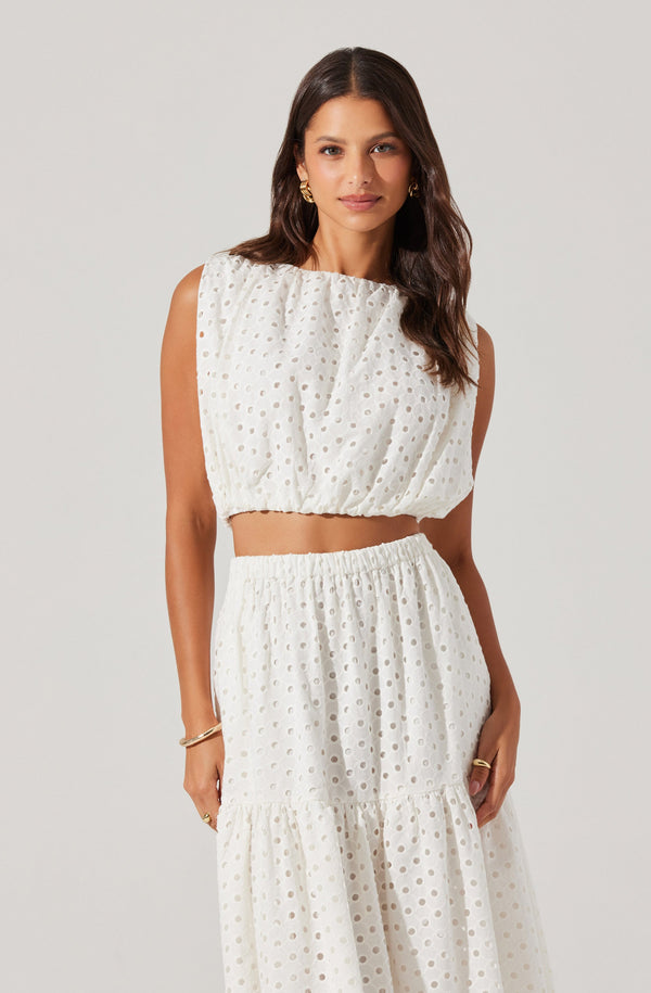 Astr The Label Nalley Eyelet Crop Top