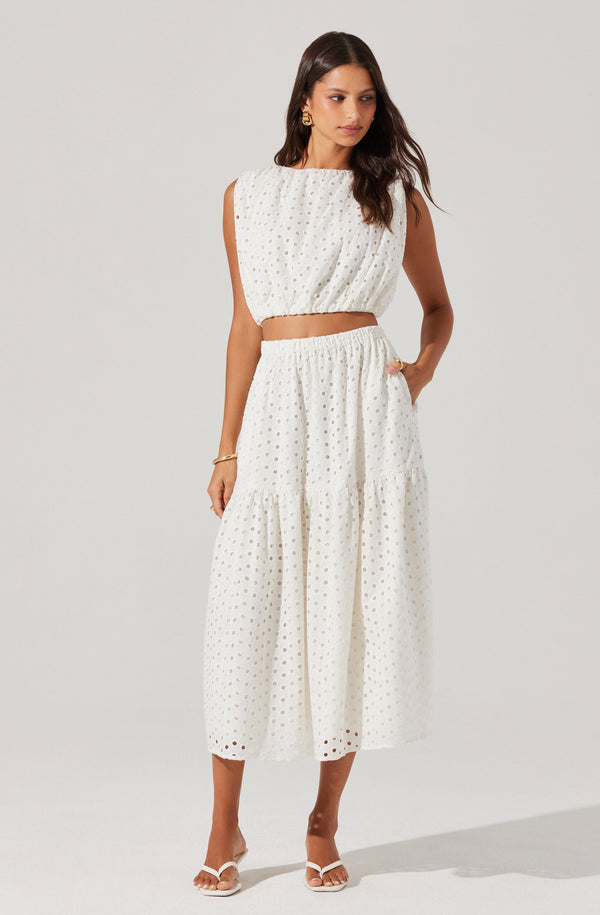 Astr The Label Nalley Eyelet Midi Skirt