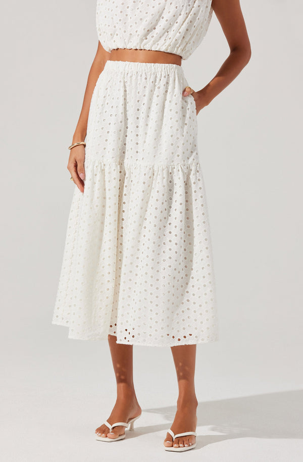 Astr The Label Nalley Eyelet Midi Skirt