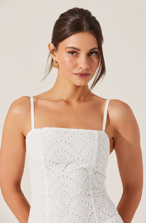 Astr The Label Nathalia Eyelet Midi Dress