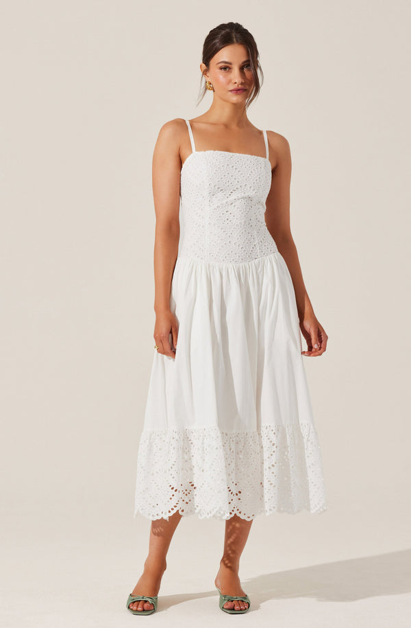 Astr The Label Nathalia Eyelet Midi Dress