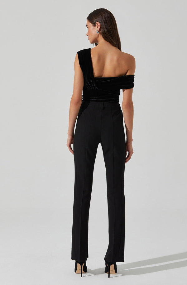 Astr The Label Nera Velvet Off Shoulder Bodysuit