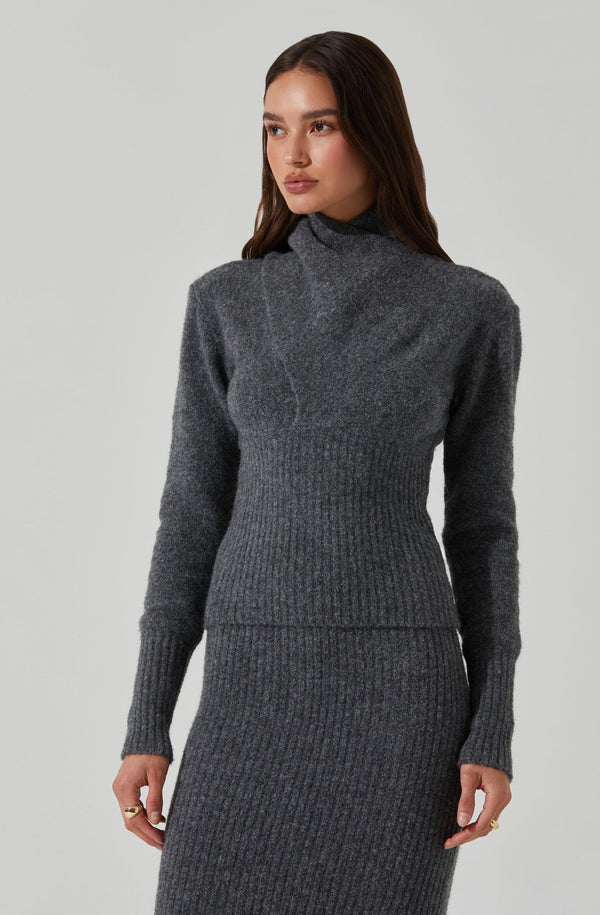 Astr The Label Neve High Neck Crossover Sweater