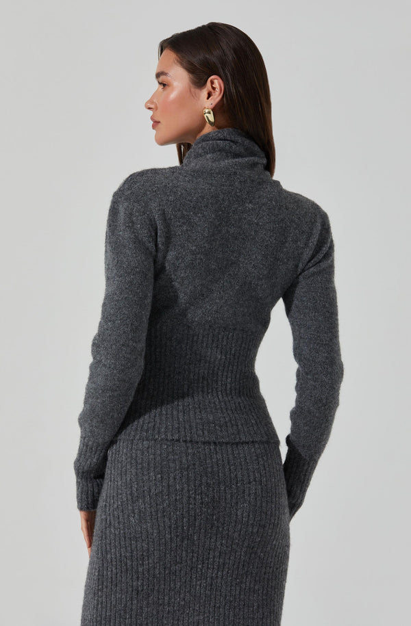 Astr The Label Neve High Neck Crossover Sweater