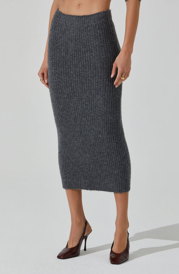 Astr The Label Neve Ribbed Sweater Midi Skirt