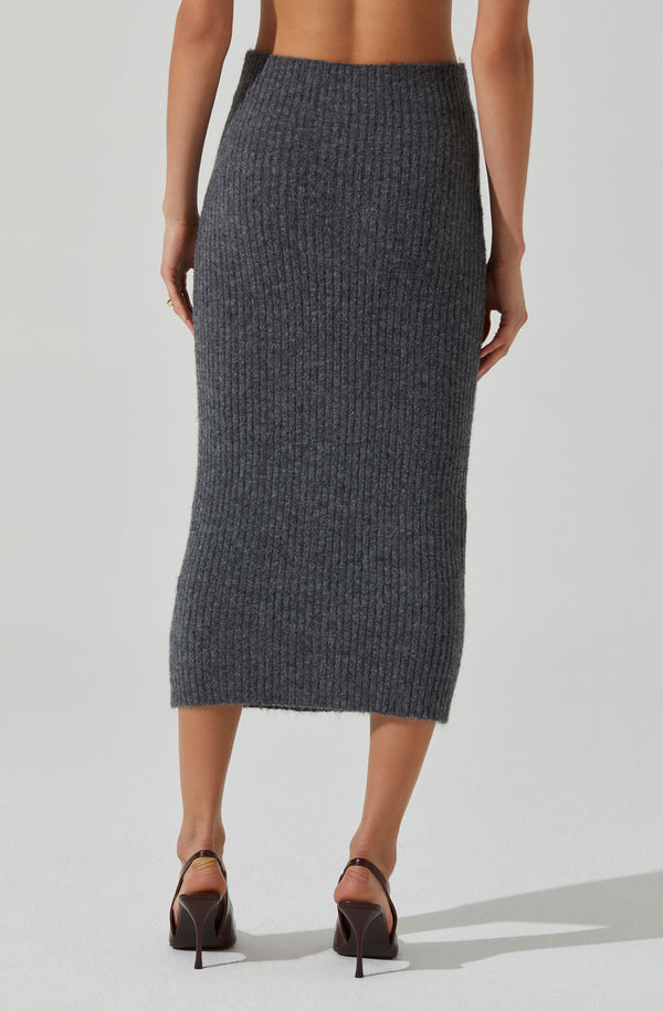 Astr The Label Neve Ribbed Sweater Midi Skirt