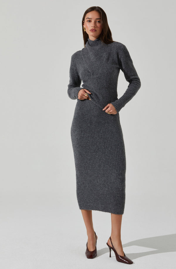 astr the label Neve Ribbed Sweater Midi Skirt