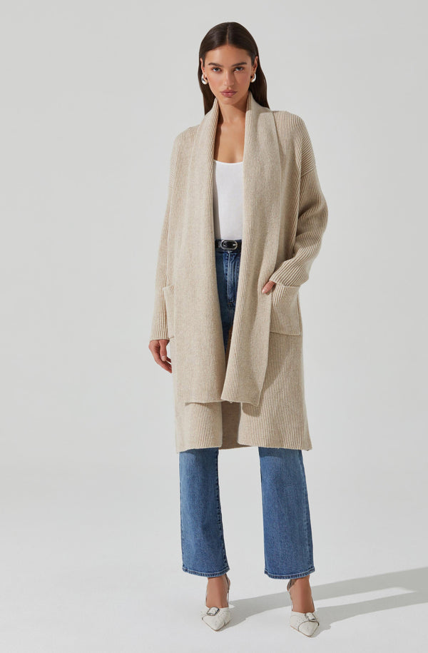 Astr The Label Noemi Ribbed Scarf Cardigan