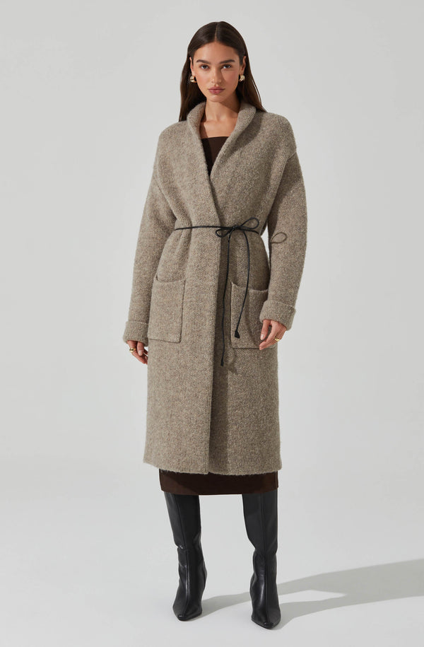Astr The Label Noor Belted Maxi Cardigan