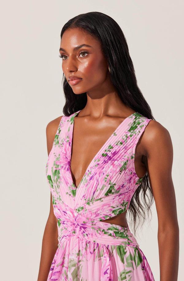 Astr The Label Noya Floral Cutout Maxi Dress