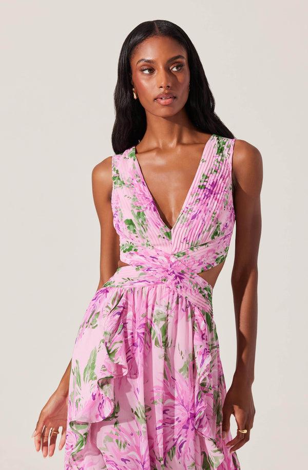Astr The Label Noya Floral Cutout Maxi Dress