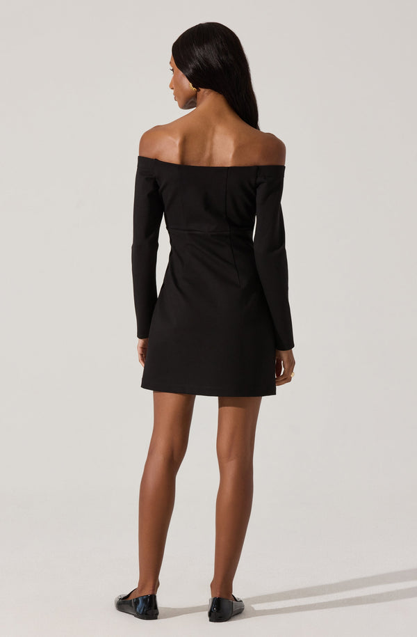 Astr The Label Off Shoulder Contrast Mini Dress