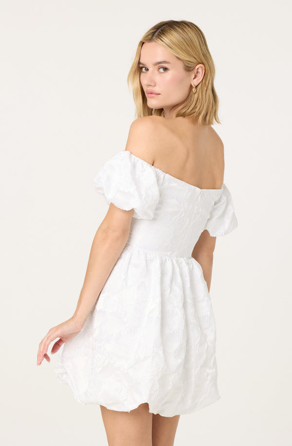 Astr The Label Off Shoulder Jacquard Bubble Dress