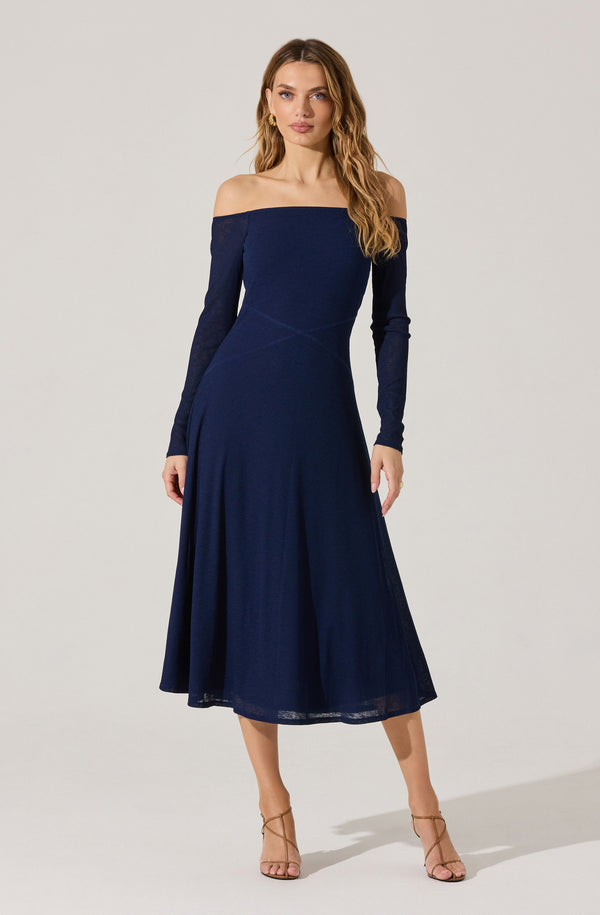 Astr The Label Off Shoulder Midi Dress