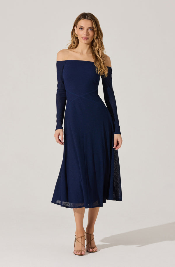 astr the label Off Shoulder Midi Dress