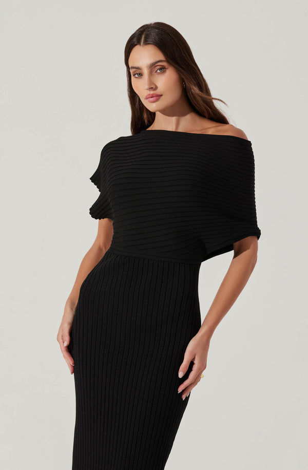 Astr The Label Off Shoulder Ribbed Sweater Dress