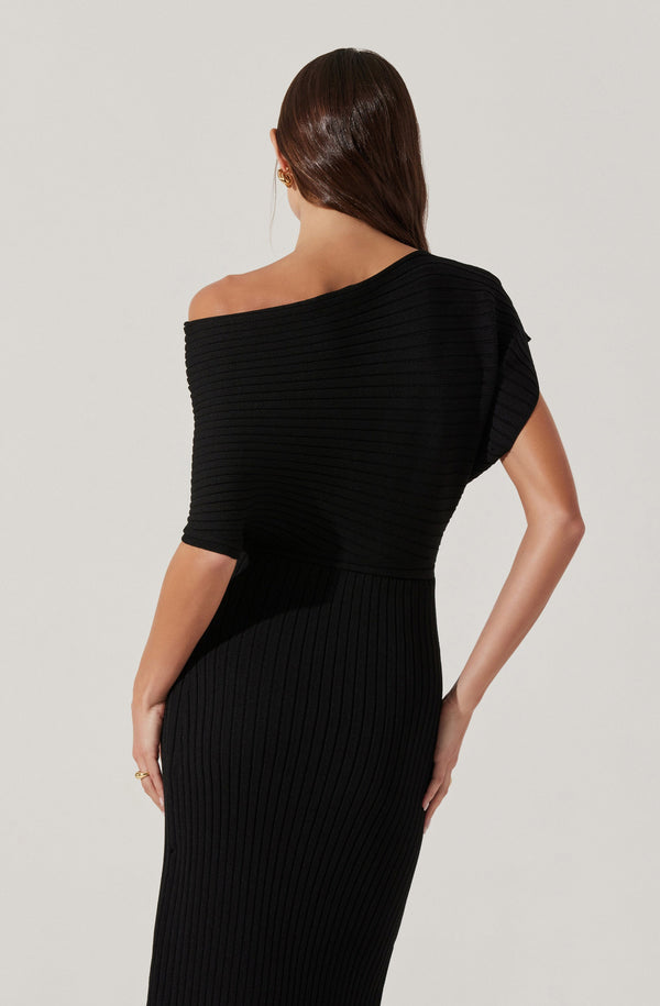 Astr The Label Off Shoulder Ribbed Sweater Dress