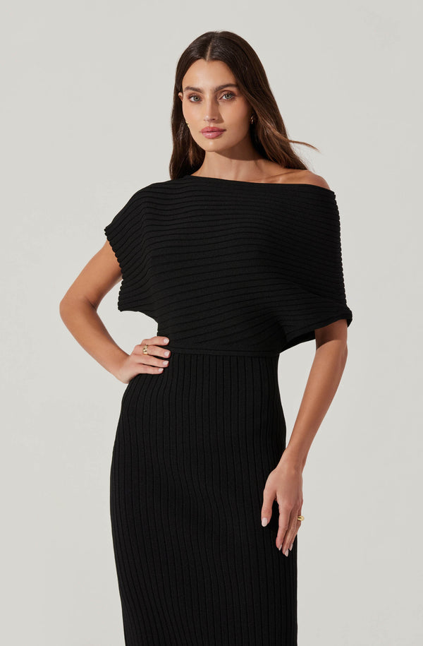 Astr The Label Off Shoulder Ribbed Sweater Dress