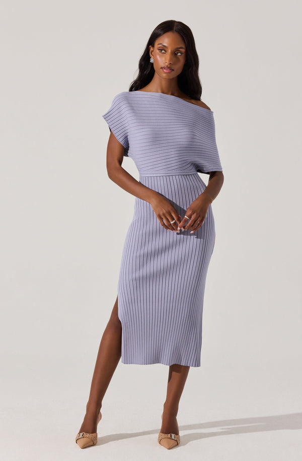 astr the label Off Shoulder Ribbed Sweater Dress
