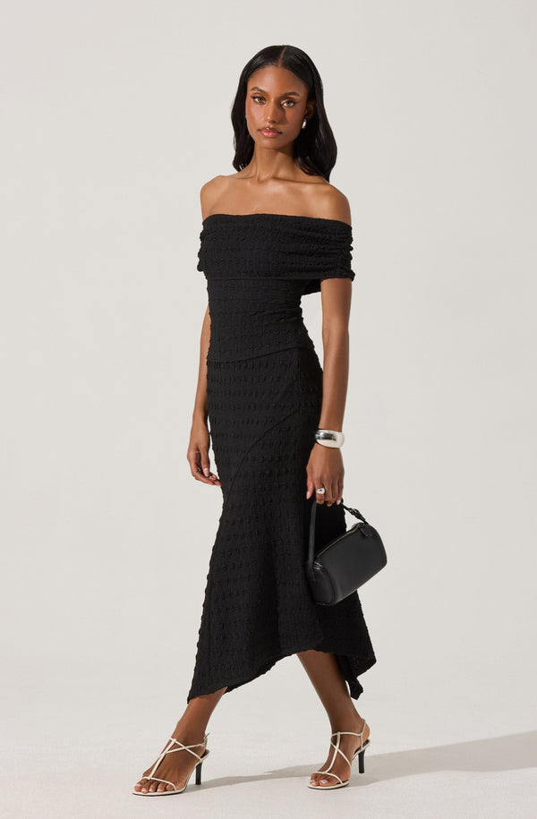 Astr The Label Off Shoulder Textured Knit Top