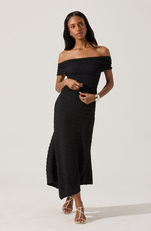 Astr The Label Off Shoulder Textured Knit Top