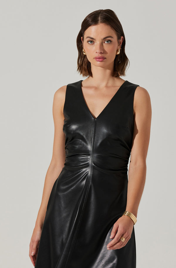 Astr The Label Omaira Faux Leather Midi Dress