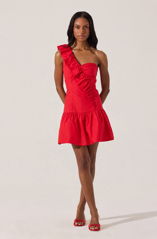 astr the label One Shoulder Ruffle Mini Dress