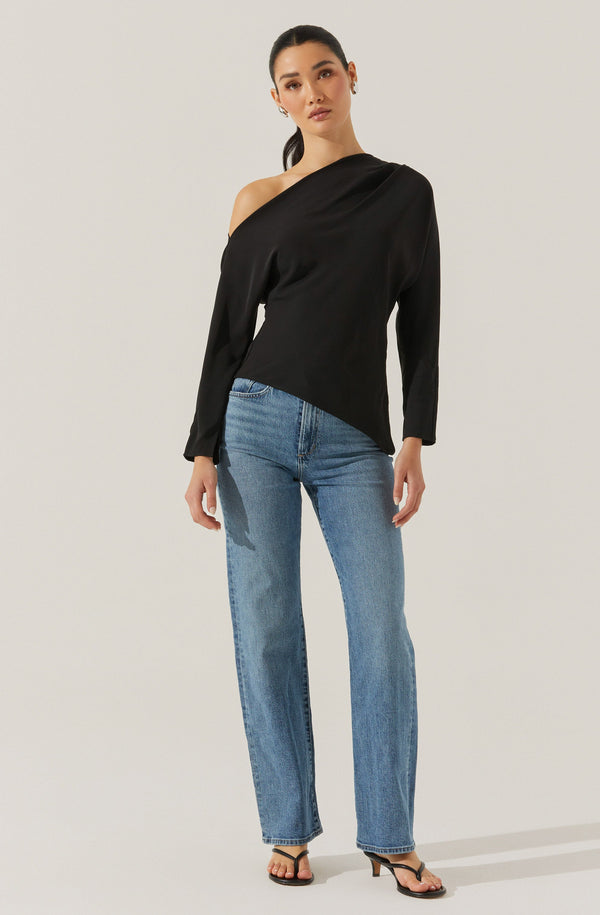 Astr The Label Orlia Off Shoulder Asymmetric Top