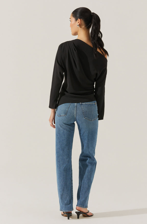 Astr The Label Orlia Off Shoulder Asymmetric Top