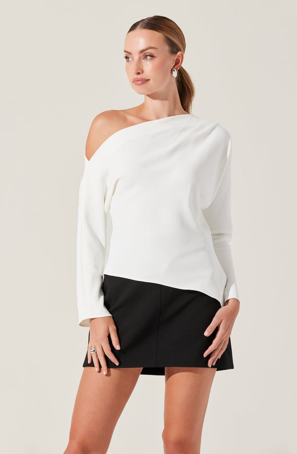 astr the label Orlia Off Shoulder Asymmetric Top