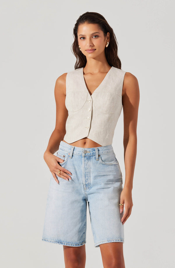 astr the label Ossa Linen Cropped Vest