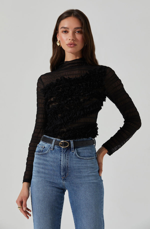astr the label Owena Sheer 3D Ruffle Top
