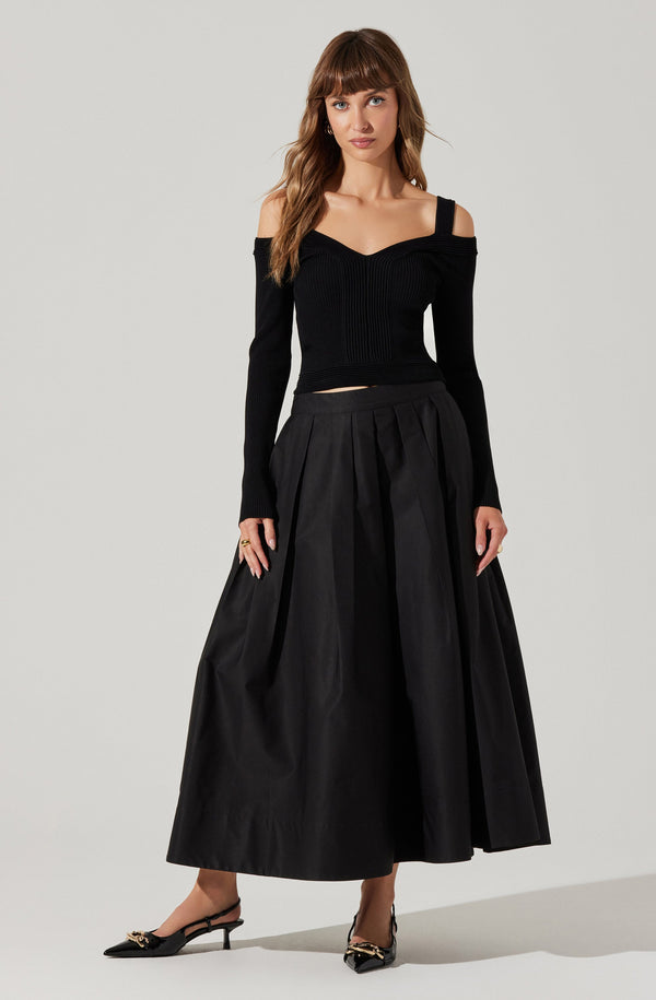 Astr The Label Pacey Ribbed Cold Shoulder Sweater