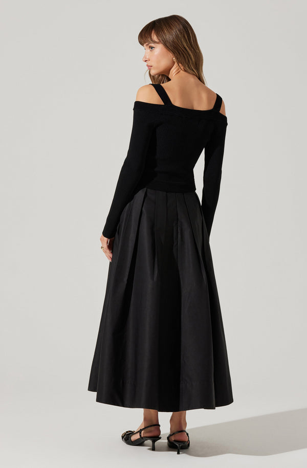 Astr The Label Pacey Ribbed Cold Shoulder Sweater