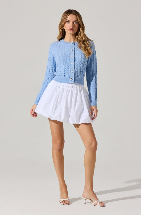 Astr The Label Pearl Button Cable Knit Cardigan