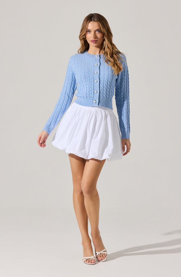 Astr The Label Pearl Button Cable Knit Cardigan