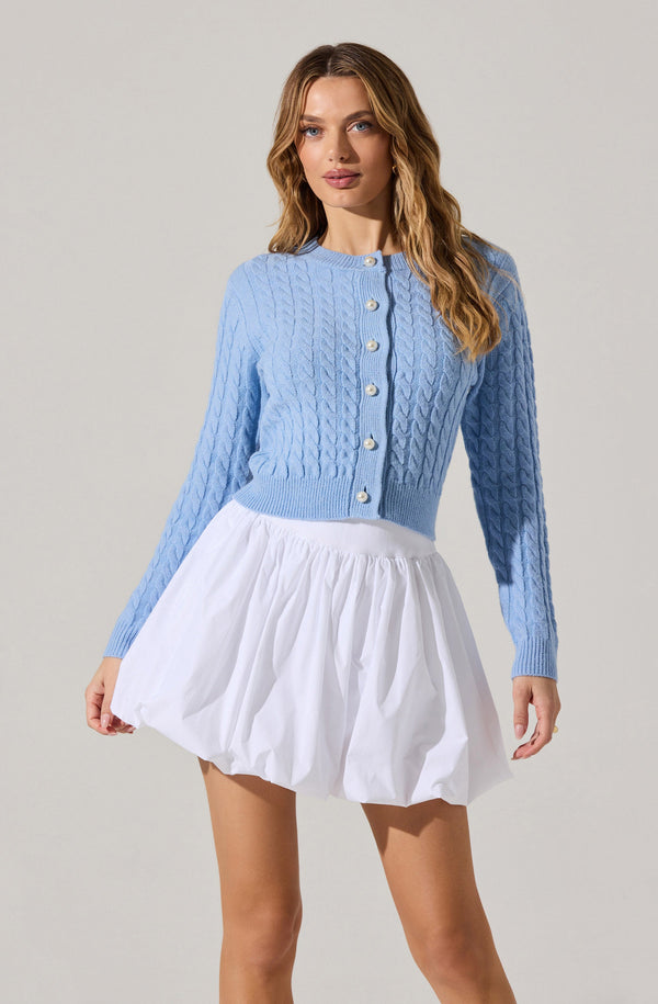 astr the label Pearl Button Cable Knit Cardigan