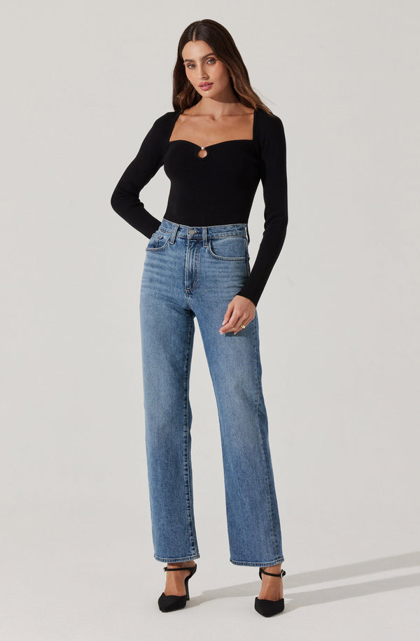 Astr The Label Pearl Detail Fine Knit Sweater