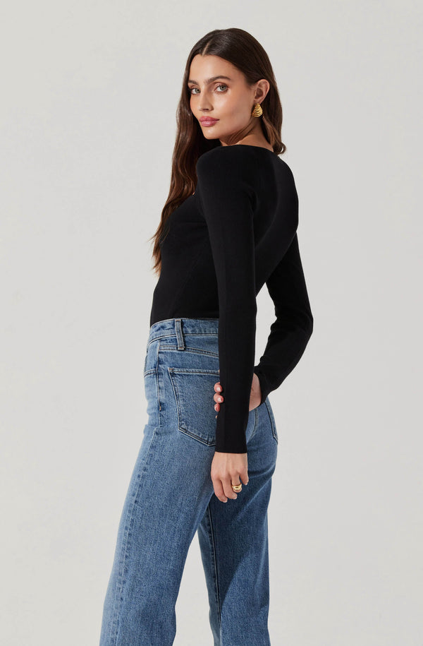 Astr The Label Pearl Detail Fine Knit Sweater