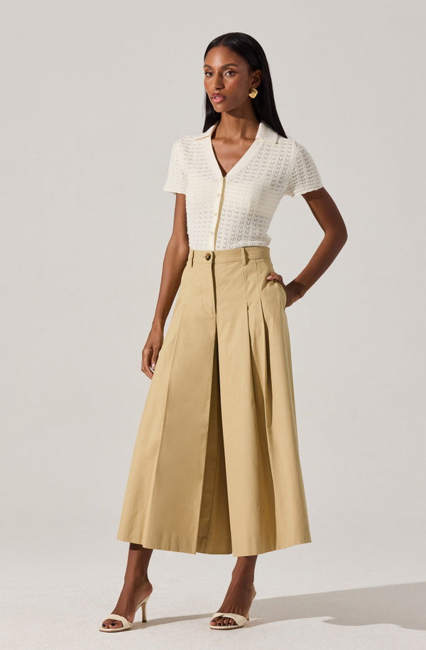 Astr The Label Pearl Polo Pointelle Sweater