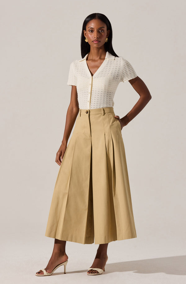 Astr The Label Pearl Polo Pointelle Sweater