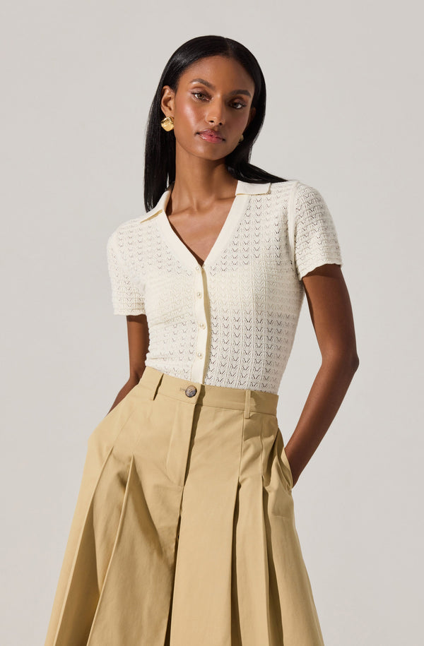 astr the label Pearl Polo Pointelle Sweater