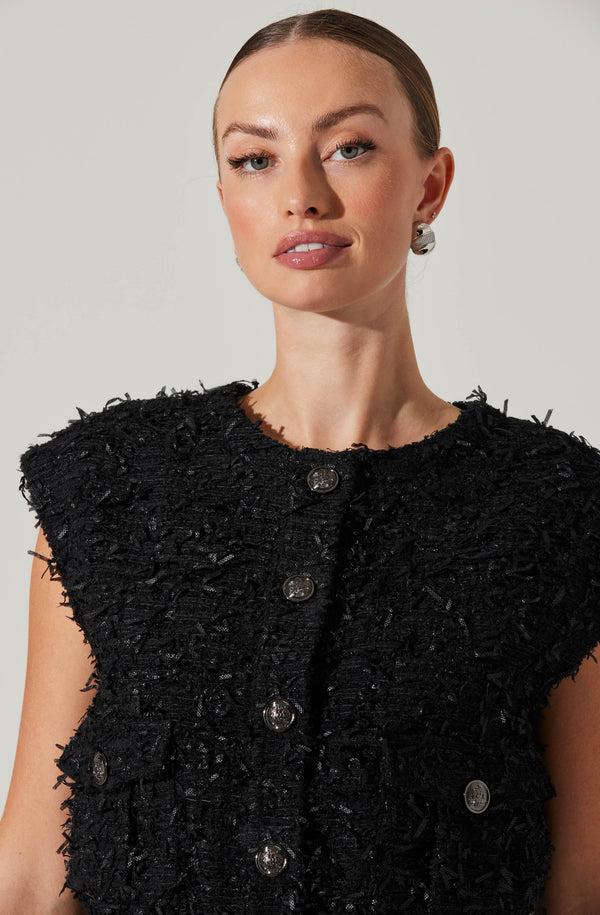 Astr The Label Pedrine Textured Tweed Vest