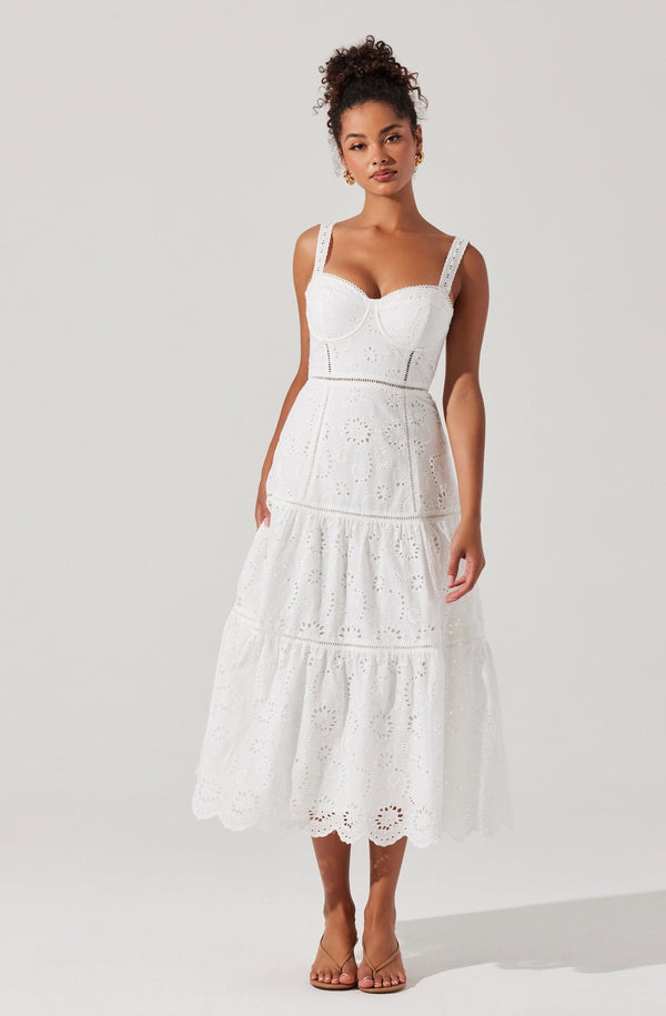 astr the label Pellagia Eyelet Midi Dress