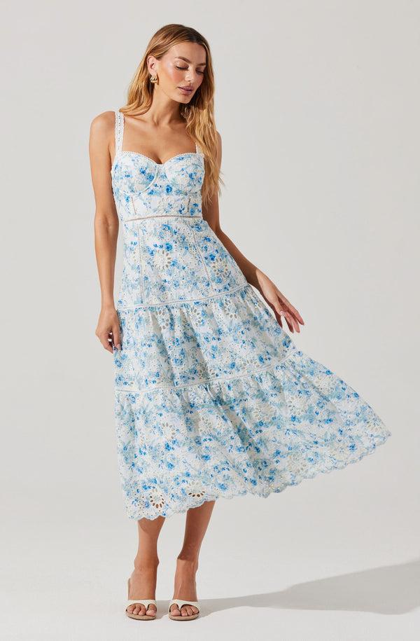 astr the label Pellagia Floral Eyelet Midi Dress