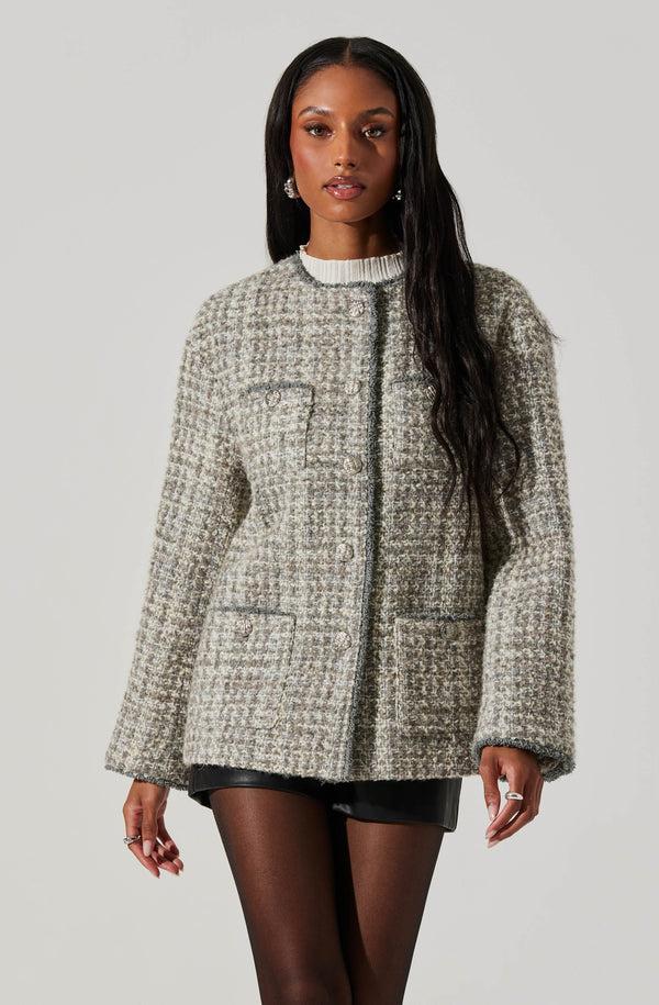 Astr The Label Perona Tweed Oversized Coat
