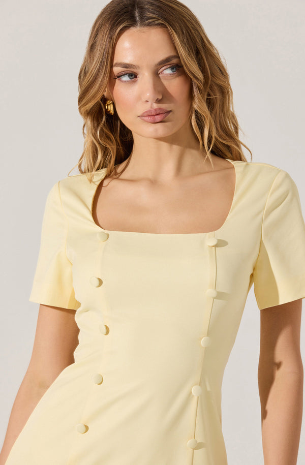 Astr The Label Pleated Button Mini Dress