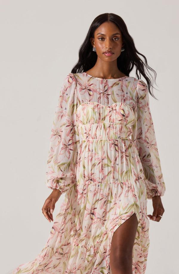 Astr The Label Pleated Chiffon Midi Dress