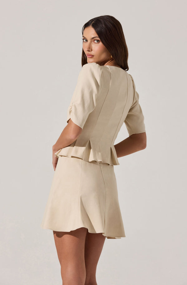 Astr The Label Pleated Cinched Waist Top